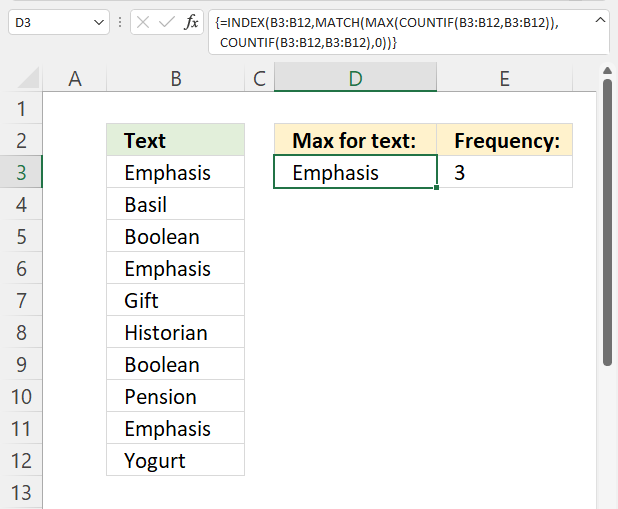 MAX function for text1