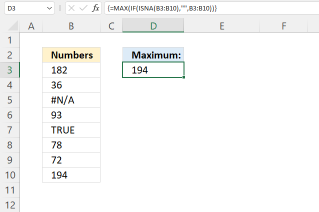 MAX function ignore NA error