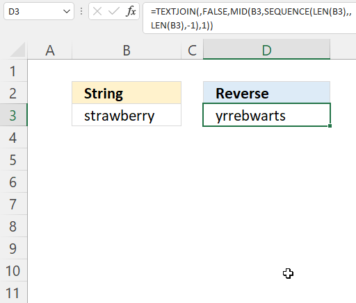 MID function reverse characters in value