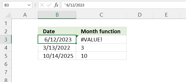 <span class='notranslate'>MONTH</span> function not working value error