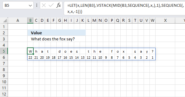 Mark each character in a value with a number from right