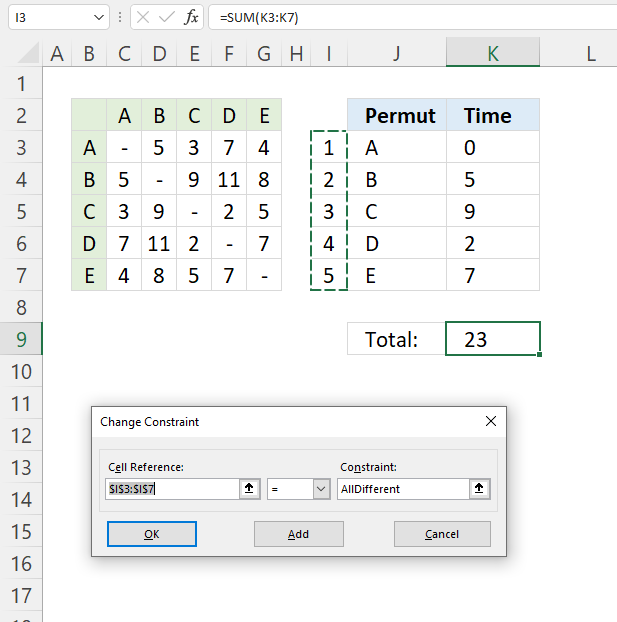 PERMUT function Excel Solver2