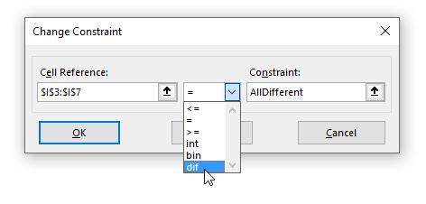 PERMUT function Excel Solver3