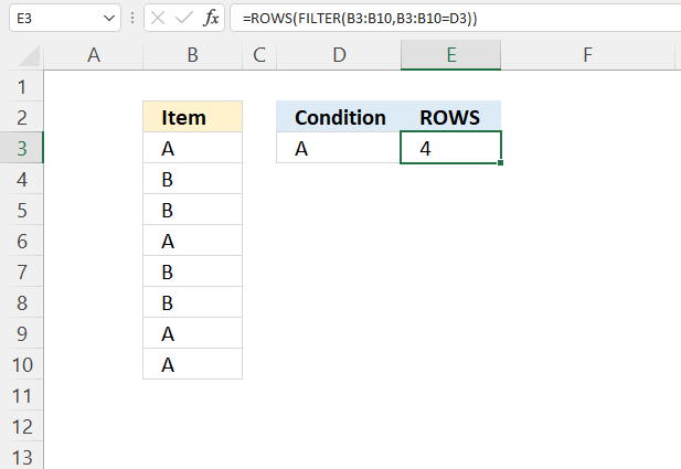ROWS function condition