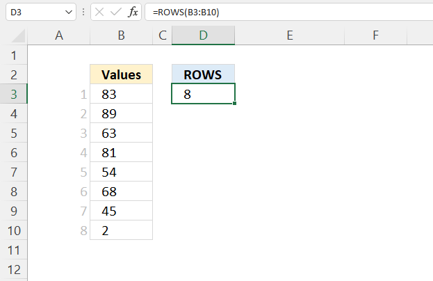 ROWS function example