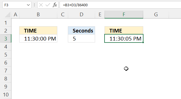 TIME function add seconds