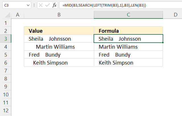 TRIM function remove leading space characters