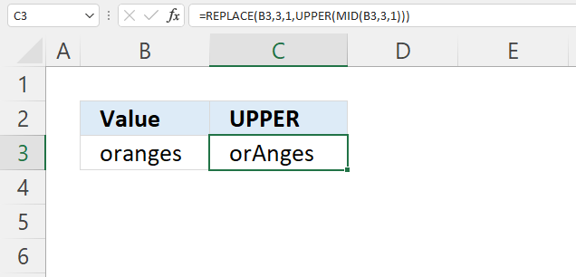 UPPER function given character