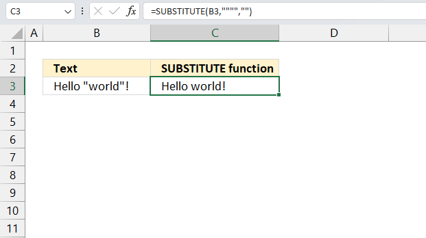 how to ssubstitute double quotes in excel