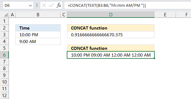 CONCAT function and time nd date values