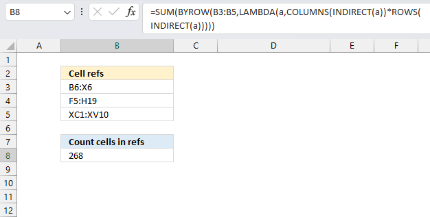 Count cells in multiple cell ranges