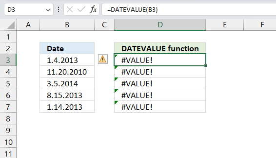 DATEVALUE function not working1