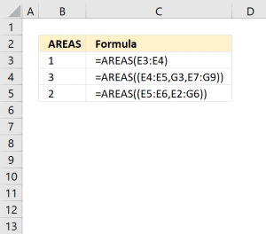 How to use the AREAS function