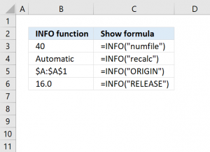 How to use the INFO function