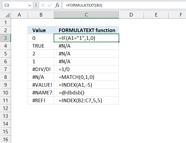 How to use the formulatext function