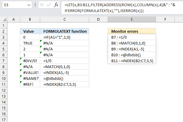 Monitor formula errors in a cell range