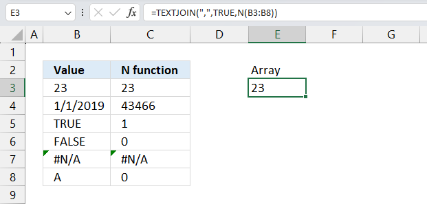 N function array formula