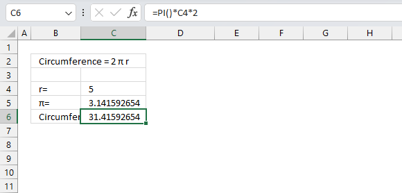 Pi function calculate circumference of a circle1