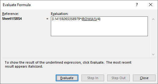 Sin function evaluate formula1