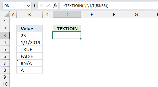 T function in an array formula