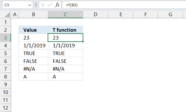 T function not working