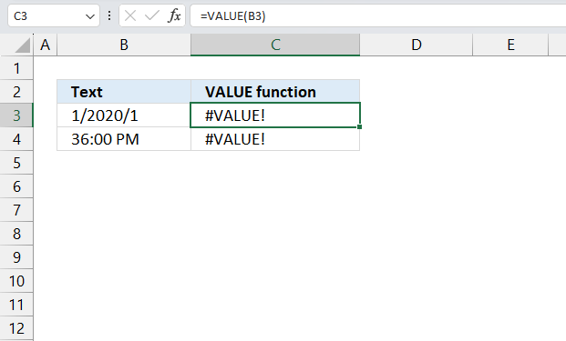 VALUE function not working