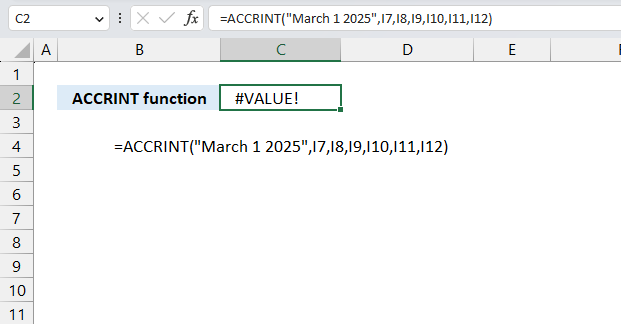 ACCRINT function VALUE error