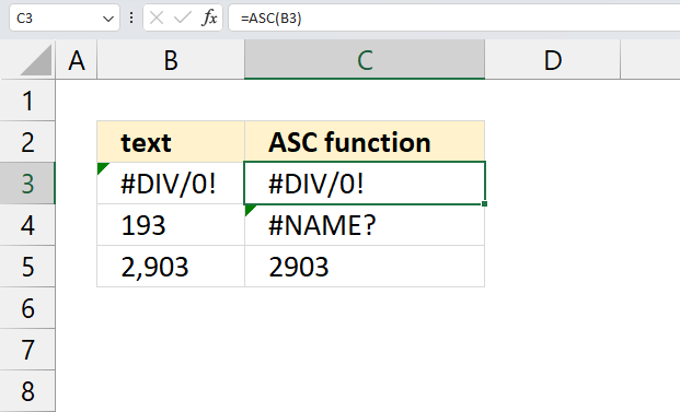 ASC function not working