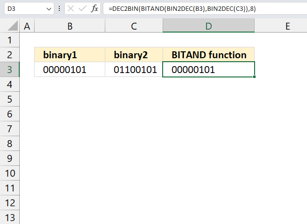 BITAND function binary numbers