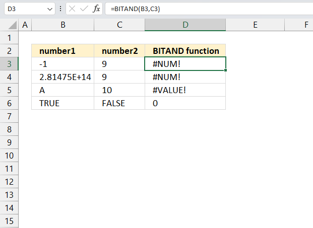 BITAND function not working