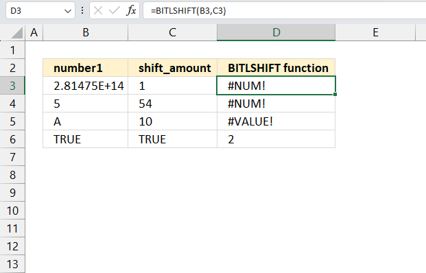 BITLSHIFT function not working