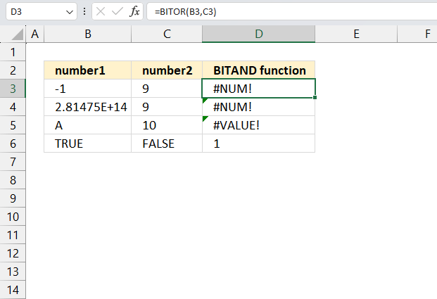 BITOR function not working