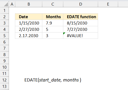 EDATE function not working