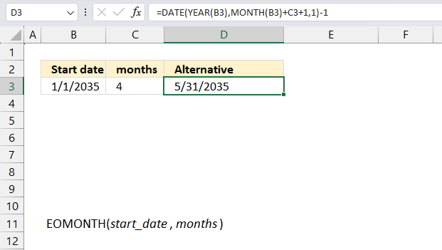 EOMONTH alternative