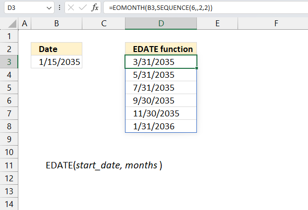 EOMONTH function bi monthly