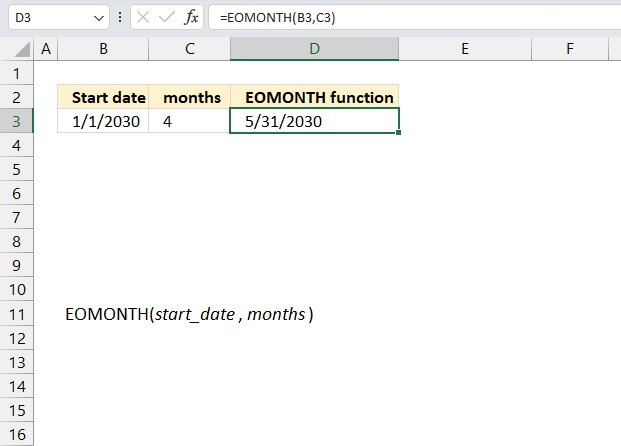 EOMONTH function example
