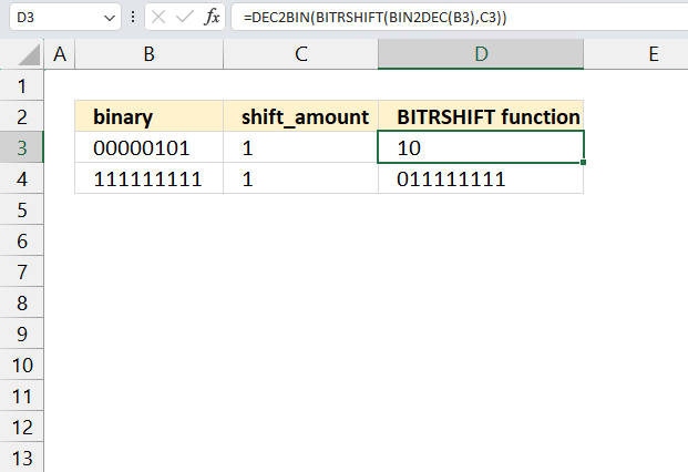 How to shift bits right using binary numbers