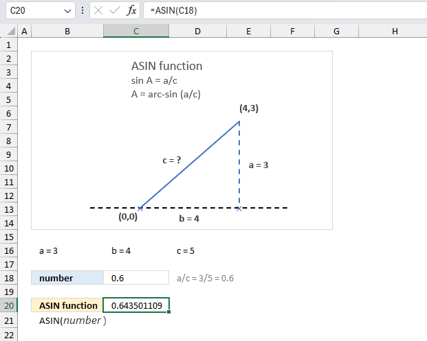 How to use the ASIN function ex2