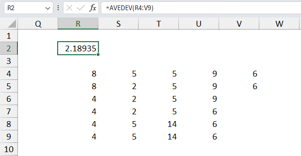 How to use the AVEDEV function ex2 2