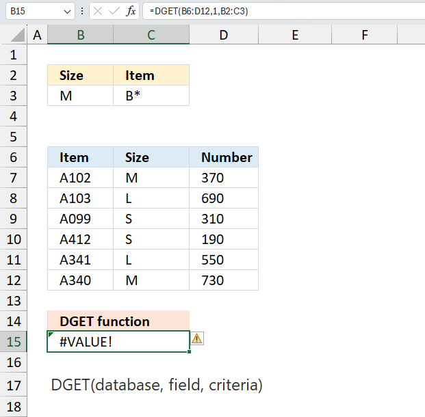 How to use the DGET function v3