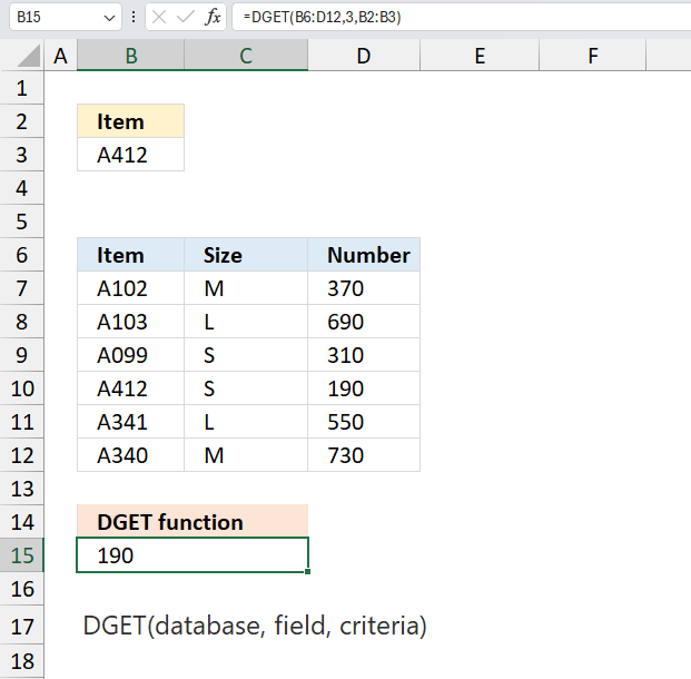 How to use the DGET function v4