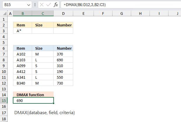 How to use the DMAX function ex3