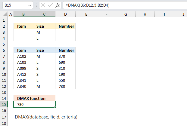 How to use the DMAX function ex4