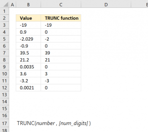 How to use the TRUNC function