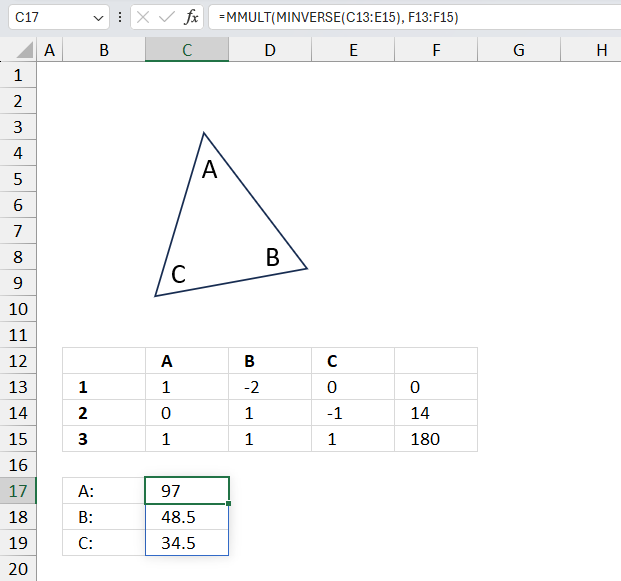 How to use the MINVERSE function example1