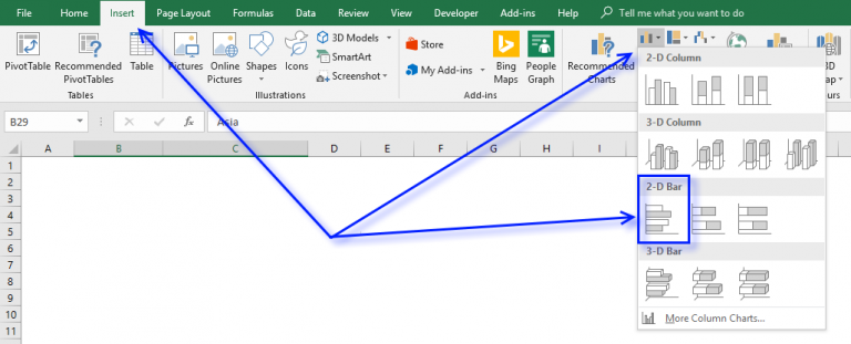 How to create charts in Excel
