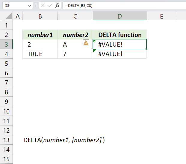 DELTA function not working