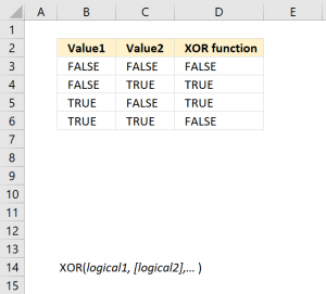 How to use the XOR function