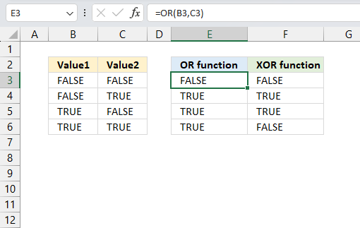 XOR function example 1