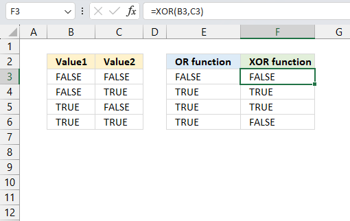 XOR function example 2